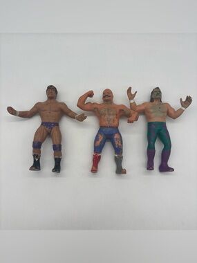 Lot of 3 WWF LJN Titan Sports Wrestlers 80's Vintage Action Figures Rubber